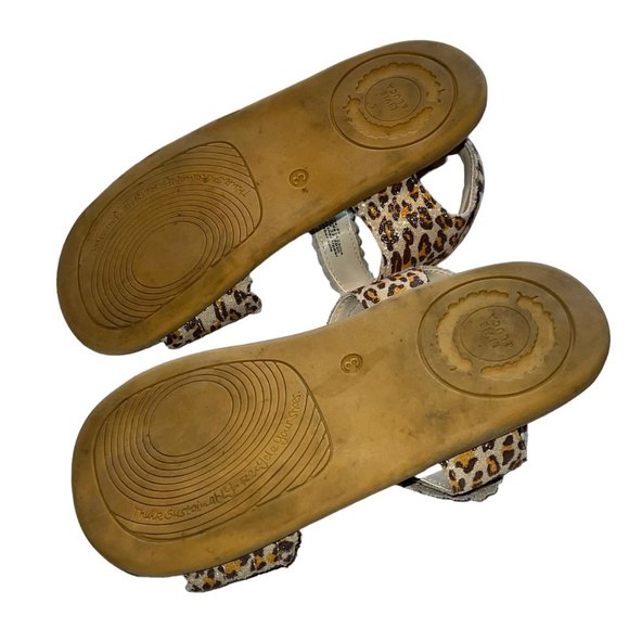 Livie & Luca Girls Leopard Print Leather Sandals Size 3 Youth - Picture 4 of 4